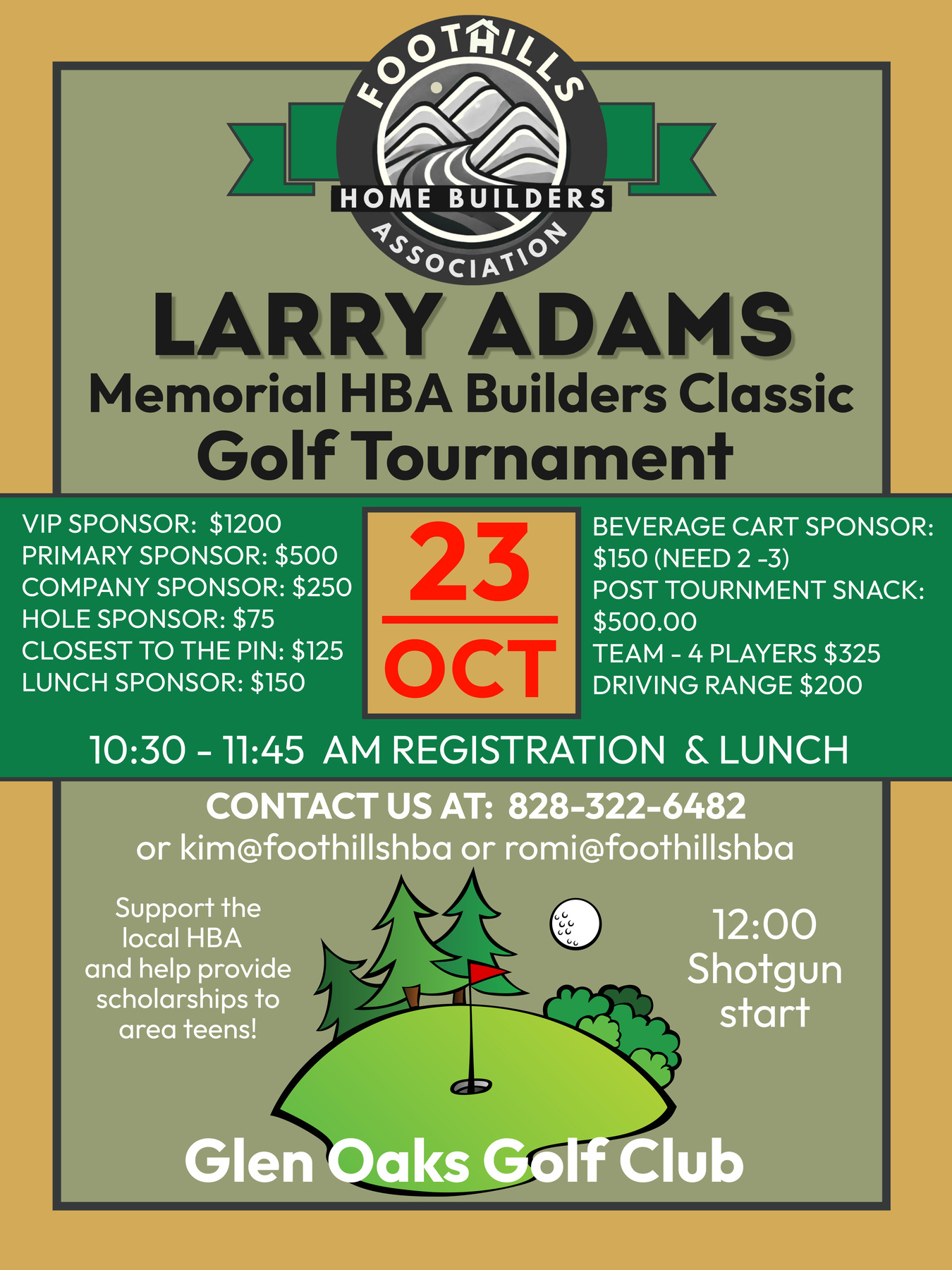 Larry Adams Memorial HBA Builder Classic Golf Tournament flyer 2025